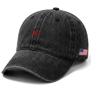 Vintage Catholic Knight Templar Jerusalem Cross Washed Cotton Baseball Cap