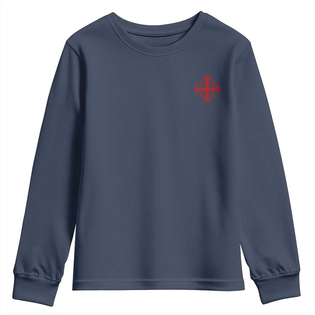 Vintage Catholic Knight Templar Jerusalem Cross Youth Sweatshirt