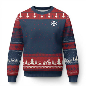 Knights Hospitaller Vintage Maltese Cross Catholic Christian Ugly Christmas Sweater