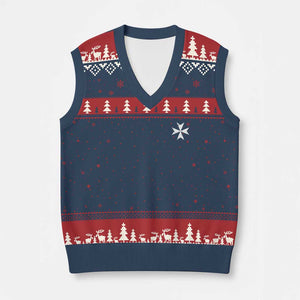 Knights Hospitaller Vintage Maltese Cross Catholic Christian V-Neck Knit Sweater Vest