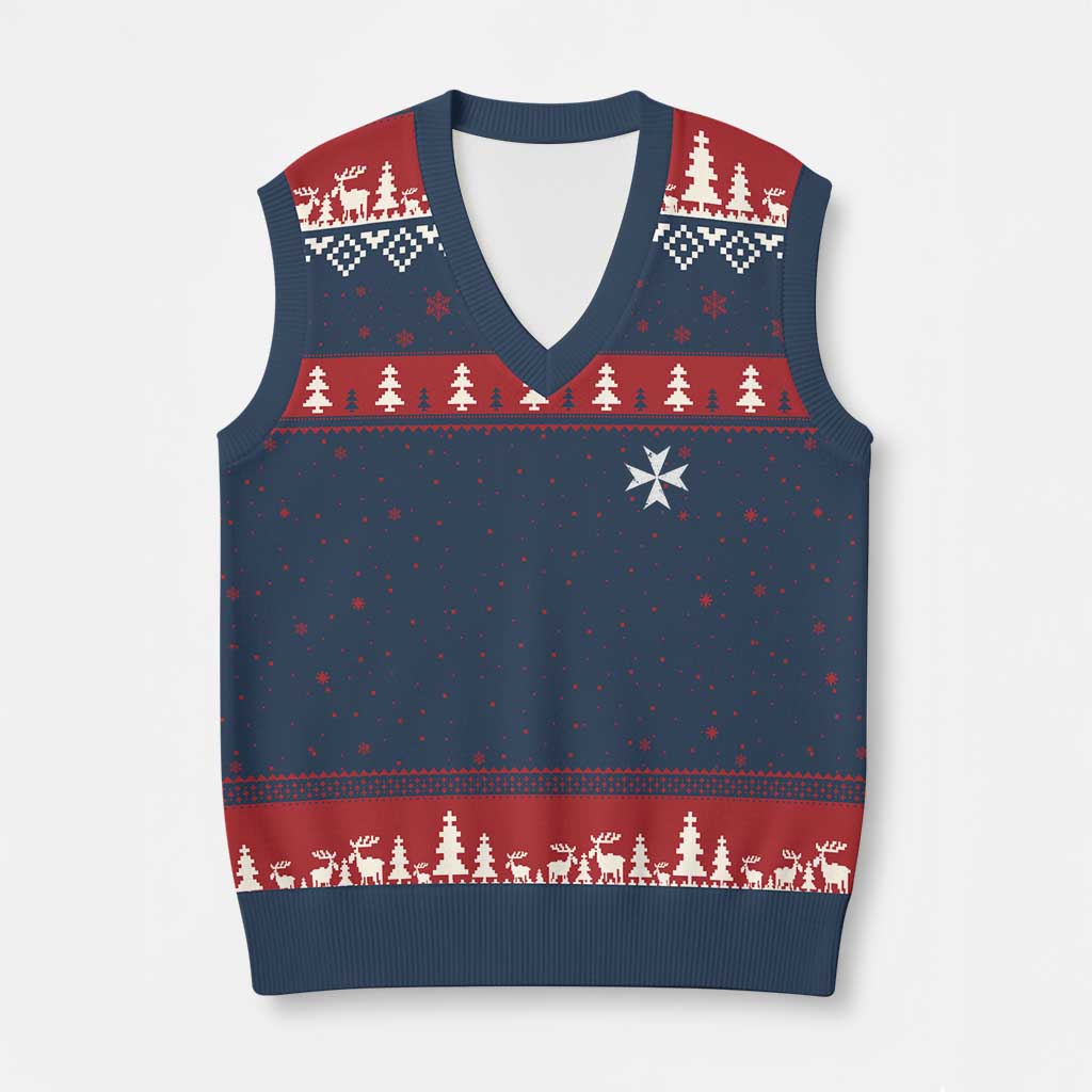 Knights Hospitaller Vintage Maltese Cross Catholic Christian V-Neck Knit Sweater Vest TS11 Navy Red Print Your Wear