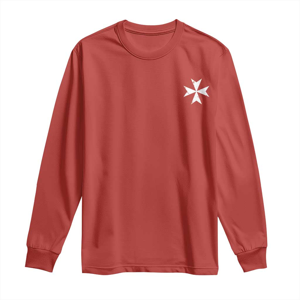 Knights Hospitaller Vintage Maltese Cross Catholic Christian Long Sleeve Shirt
