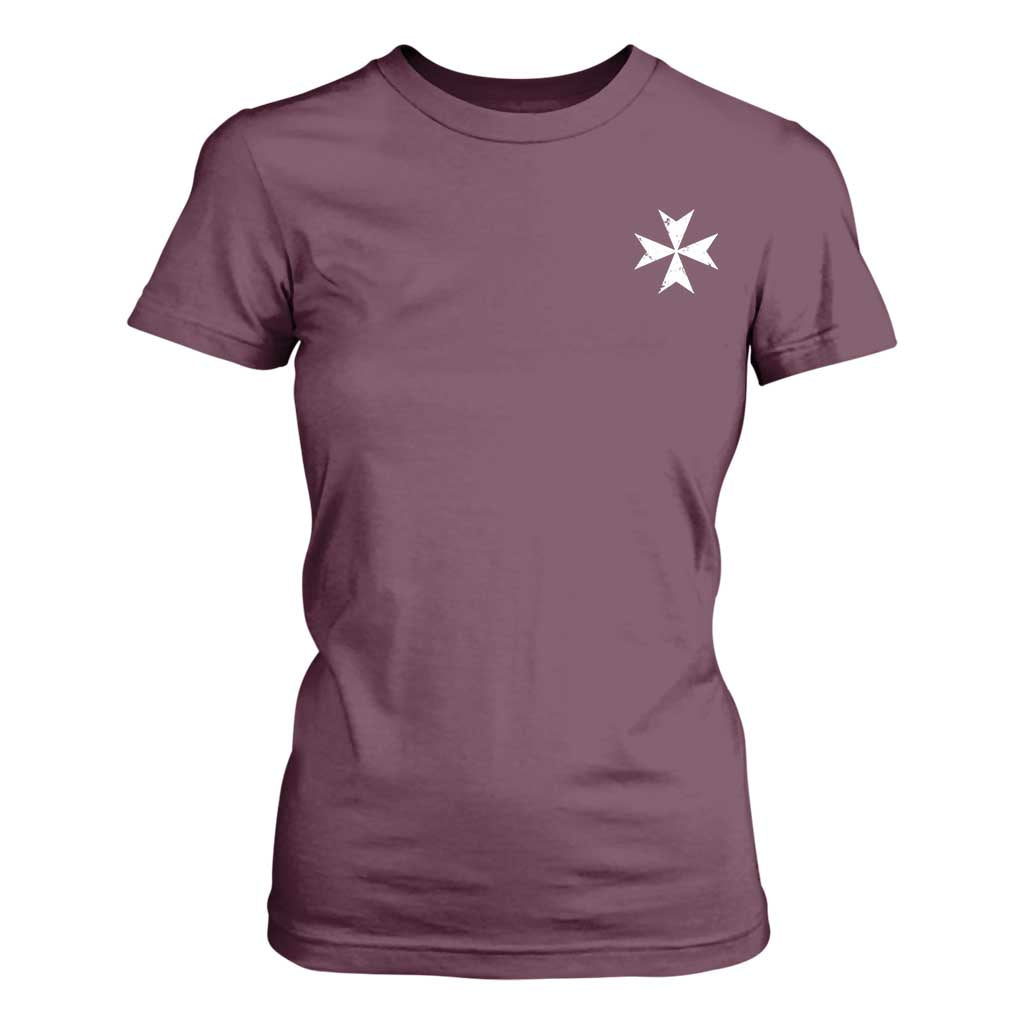Knights Hospitaller Vintage Maltese Cross Catholic Christian T Shirt For Women