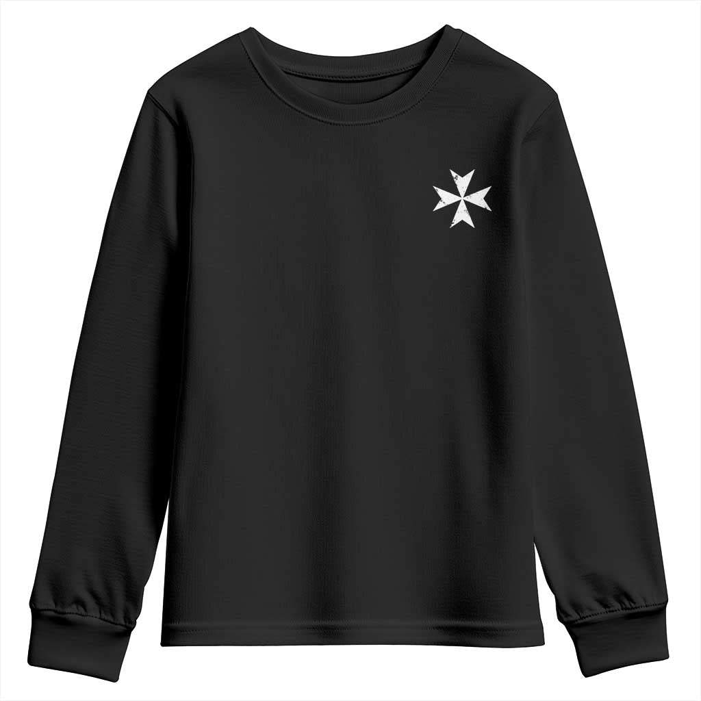 Knights Hospitaller Vintage Maltese Cross Catholic Christian Youth Sweatshirt TS11 Black Print Your Wear