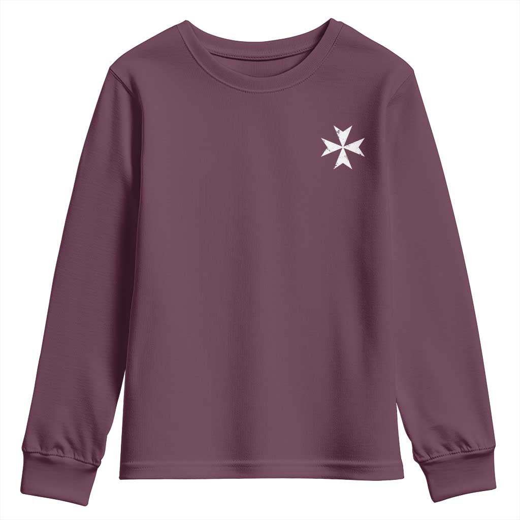 Knights Hospitaller Vintage Maltese Cross Catholic Christian Youth Sweatshirt