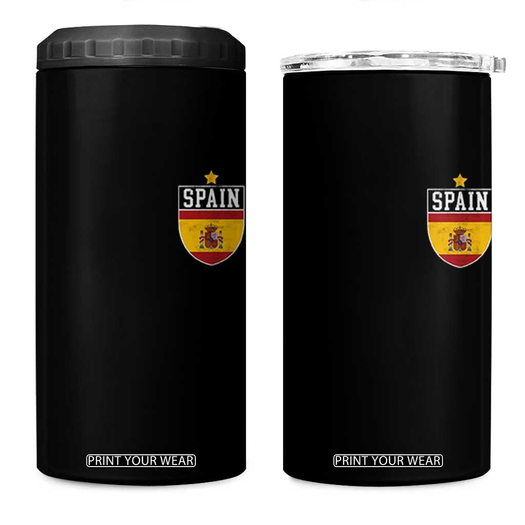 Spain 1st Star Espana Football Crest 4 in 1 Can Cooler Tumbler TS11 One Size: 16 oz Black Print Your Wear