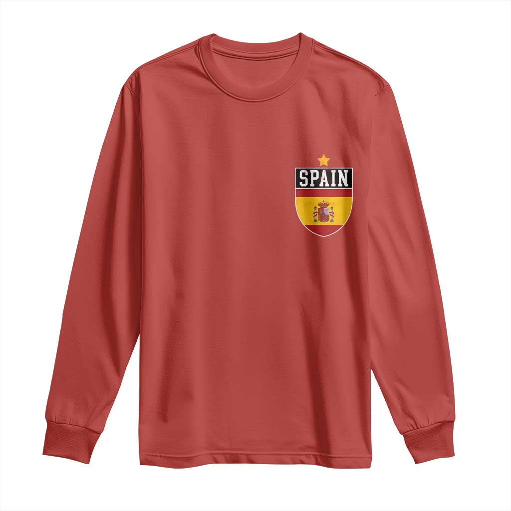 Spain 1st Star Espana Football Crest Long Sleeve Shirt TS11 Red Print Your Wear