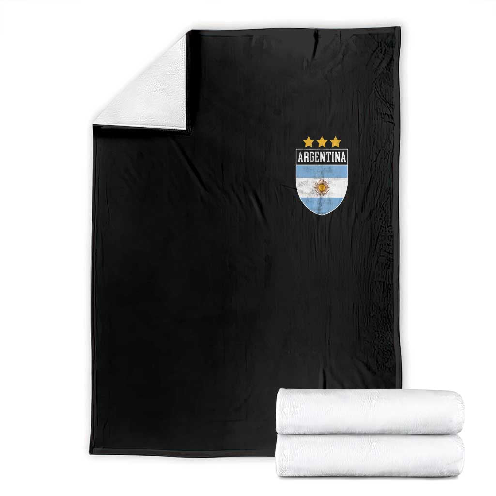 Argentina 3rd Star Vintage Argentine Football Crest Throw Blanket TS11 Black Print Your Wear