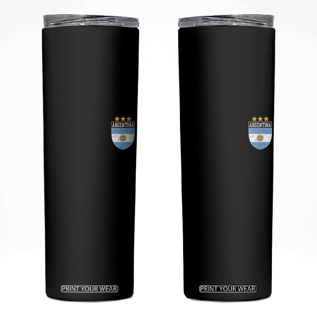 Argentina 3rd Star Vintage Argentine Football Crest Skinny Tumbler