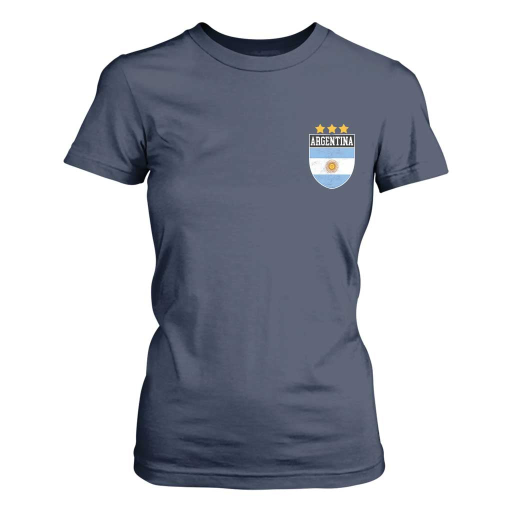 Argentina 3rd Star Vintage Argentine Football Crest T Shirt For Women