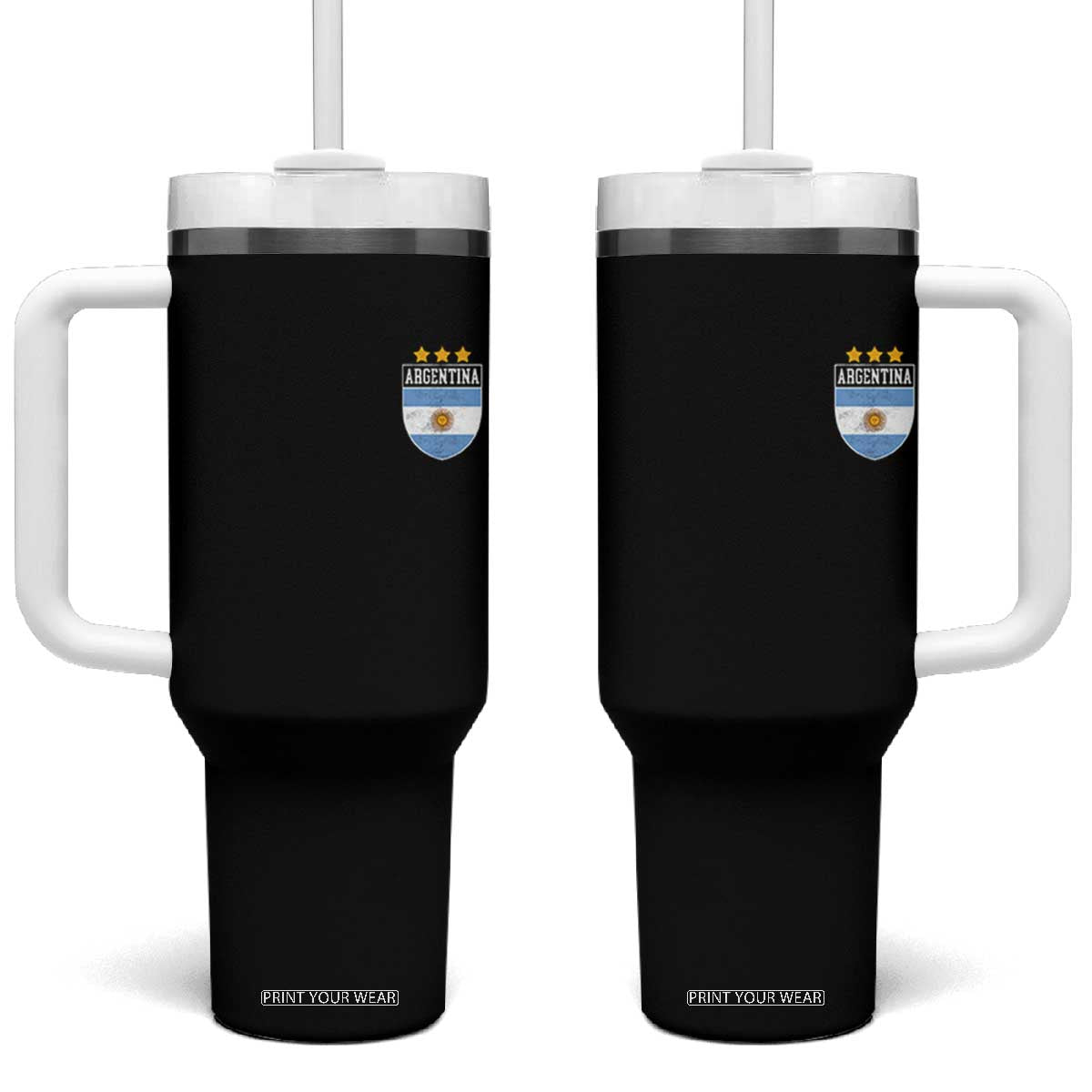 Argentina 3rd Star Vintage Argentine Football Crest Tumbler With Handle TS11 One Size: 40 oz Black Print Your Wear