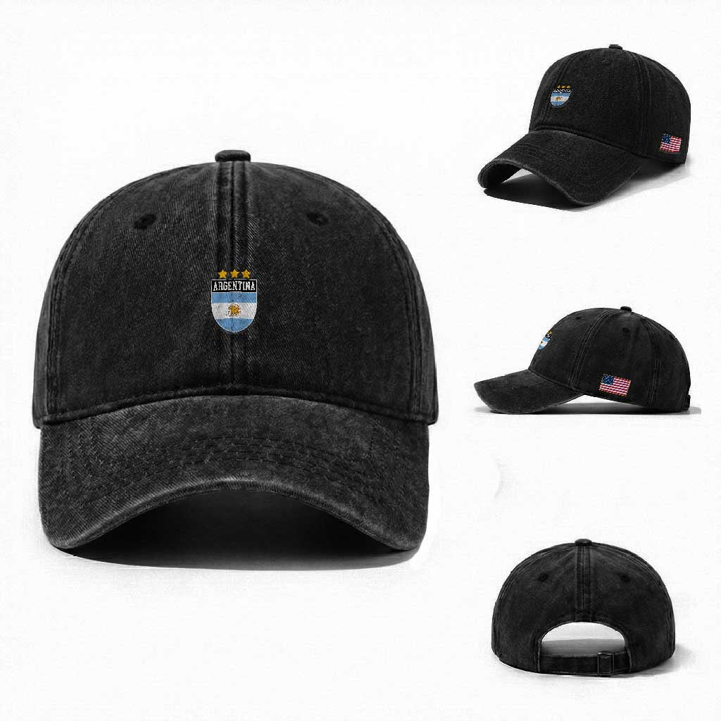 Argentina 3rd Star Vintage Argentine Football Crest Washed Cotton Baseball Cap