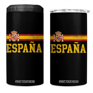 Espana Pride Vintage Spain Coat of Arms Patriotic Spainish Flag 4 in 1 Can Cooler Tumbler