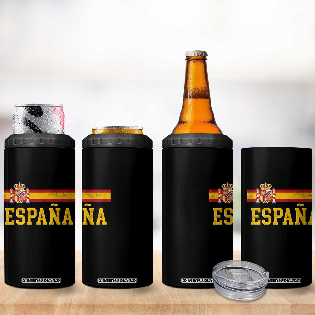 Espana Pride Vintage Spain Coat of Arms Patriotic Spainish Flag 4 in 1 Can Cooler Tumbler