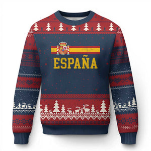 Espana Pride Vintage Spain Coat of Arms Patriotic Spainish Flag Ugly Christmas Sweater