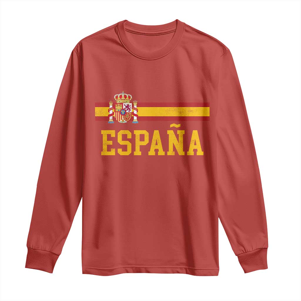 Espana Pride Vintage Spain Coat of Arms Patriotic Spainish Flag Long Sleeve Shirt