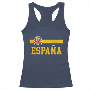 Espana Pride Vintage Spain Coat of Arms Patriotic Spainish Flag Racerback Tank Top