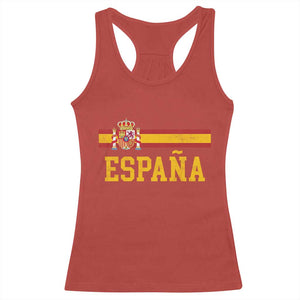 Espana Pride Vintage Spain Coat of Arms Patriotic Spainish Flag Racerback Tank Top