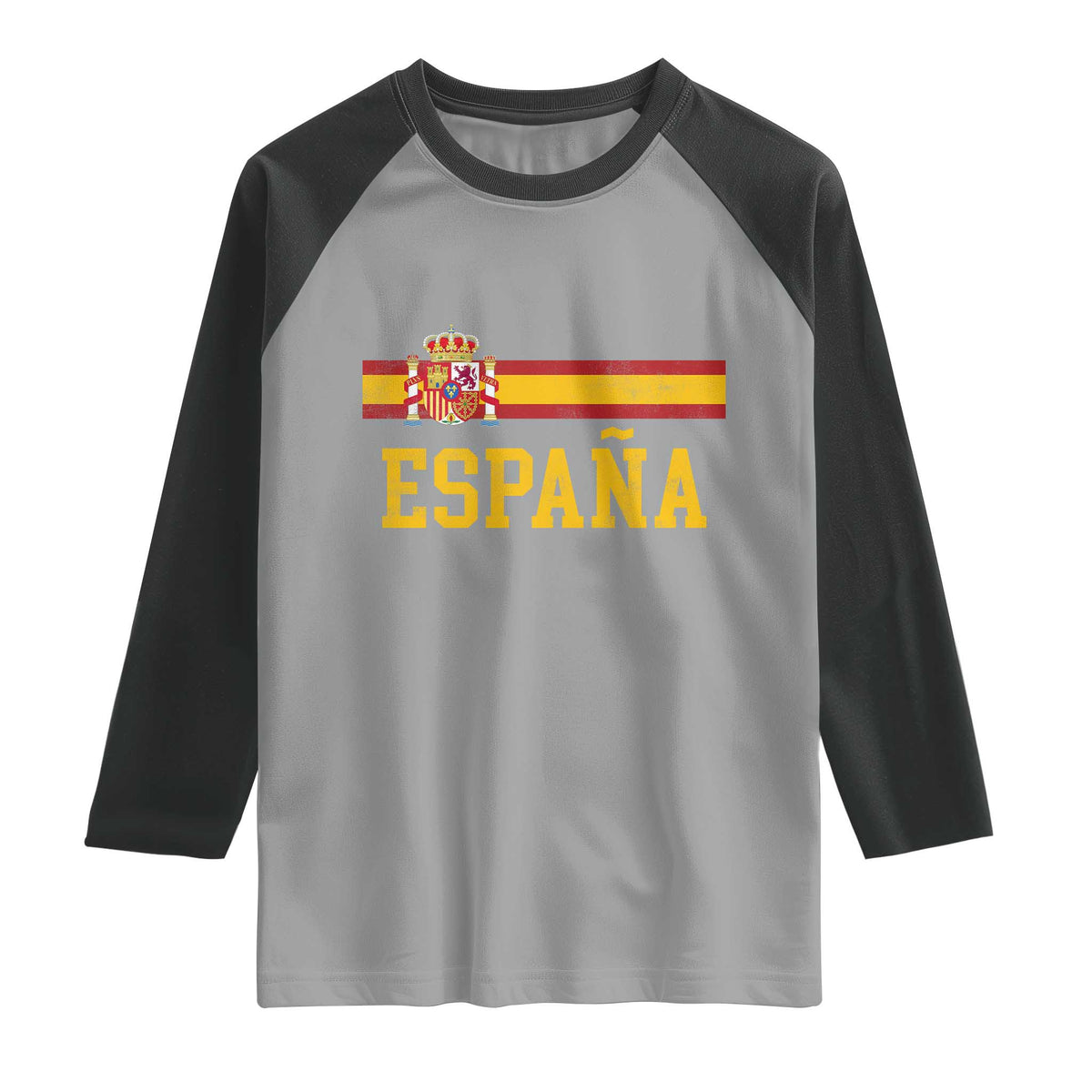 Espana Pride Vintage Spain Coat of Arms Patriotic Spainish Flag Raglan Shirt