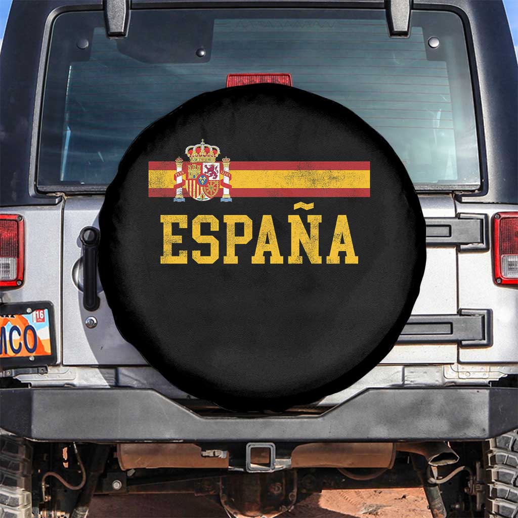 Espana Pride Vintage Spain Coat of Arms Patriotic Spainish Flag Spare Tire Cover TS11 No hole Black Print Your Wear