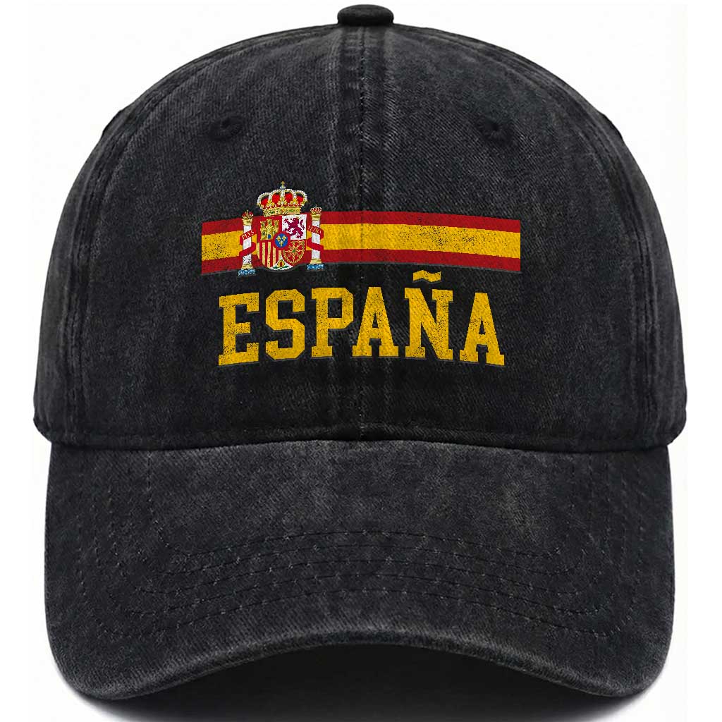 Espana Pride Vintage Spain Coat of Arms Patriotic Spainish Flag Washed Cotton Baseball Cap TS11 Print Your Wear