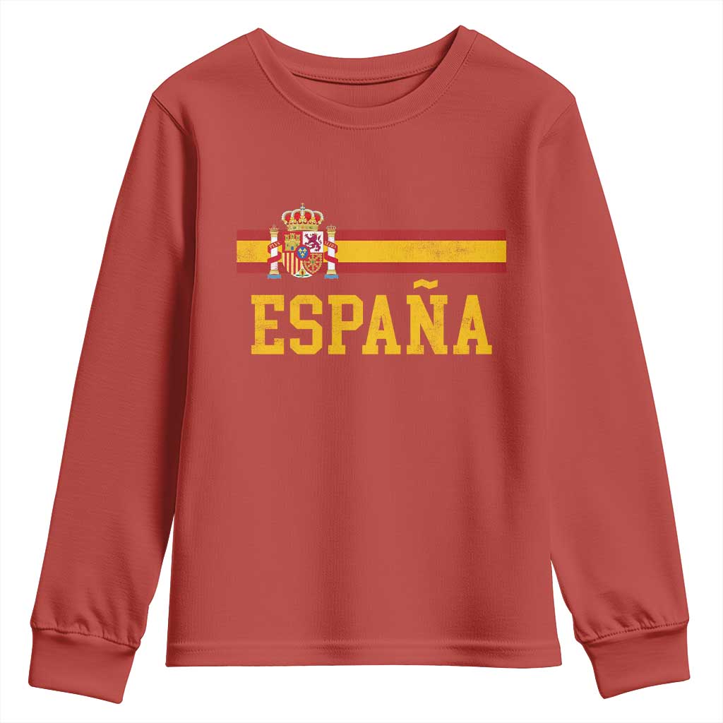 Espana Pride Vintage Spain Coat of Arms Patriotic Spainish Flag Youth Sweatshirt