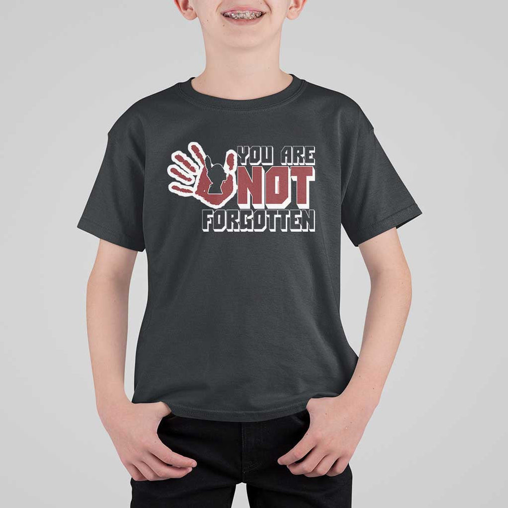 Native American Women T Shirt For Kid You Are Not Forgotten Stop MMIW Red Hand TS11 Black Print Your Wear