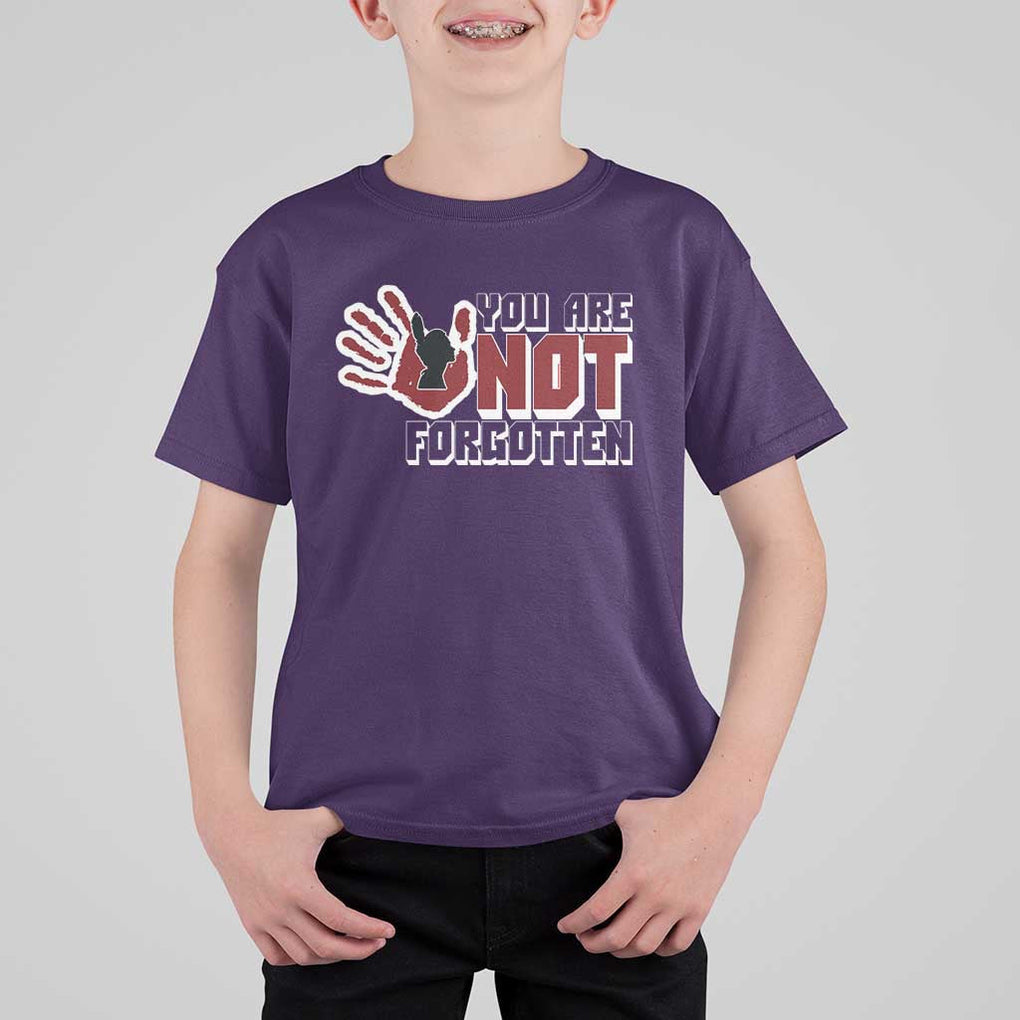Native American Women T Shirt For Kid You Are Not Forgotten Stop MMIW Red Hand TS11 Purple Print Your Wear