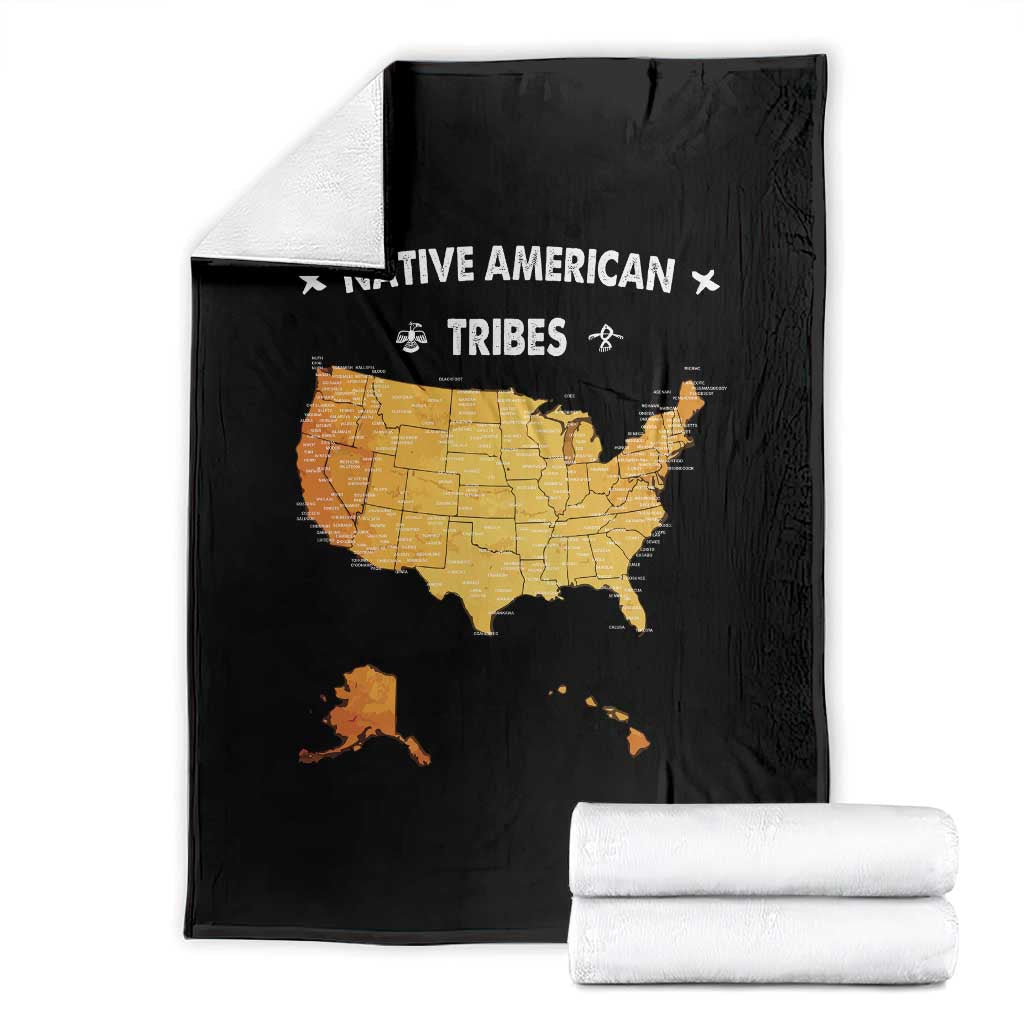 Native American Tribes Throw Blanket Vintage Native American Map US History TS11 Black Print Your Wear