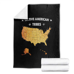 Native American Tribes Throw Blanket Vintage Native American Map US History TS11 Black Print Your Wear