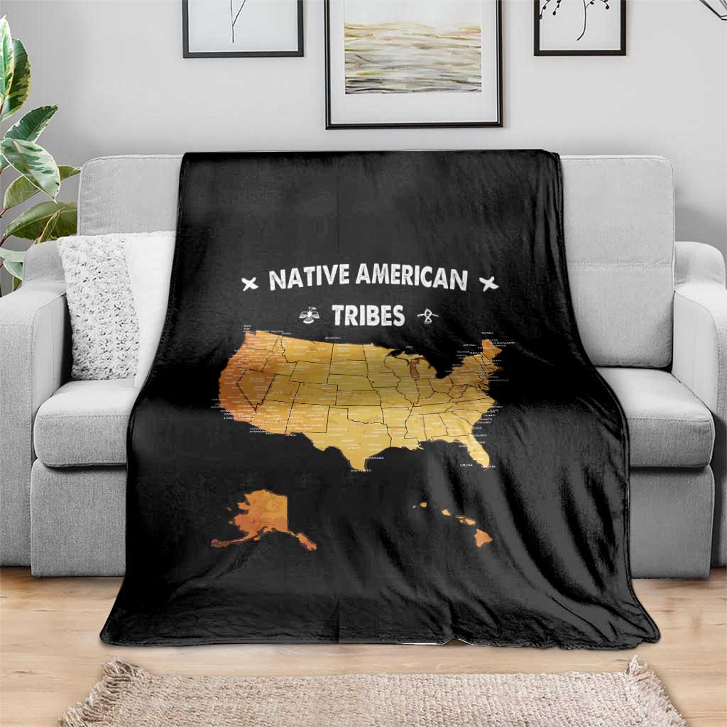 Native American Tribes Throw Blanket Vintage Native American Map US History TS11 Print Your Wear