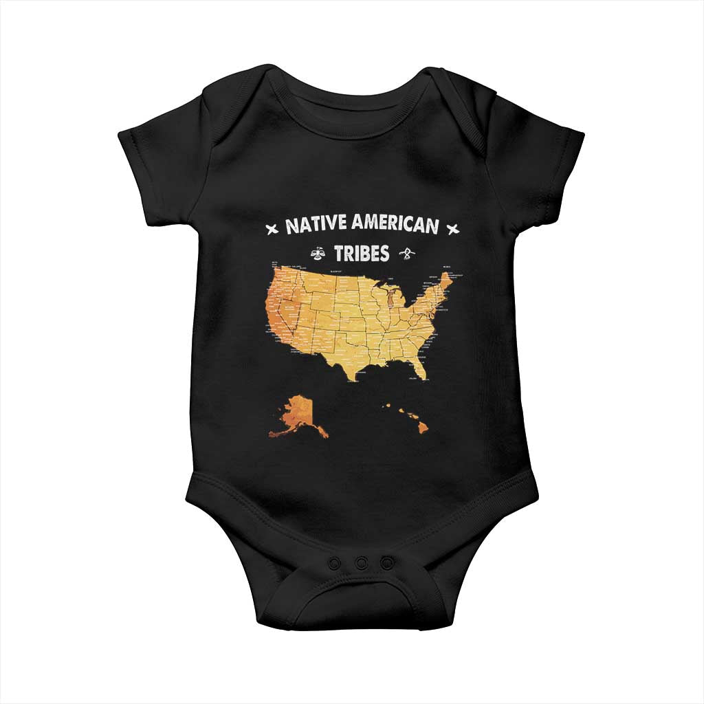 Native American Tribes Baby Onesie Vintage Native American Map US History TS11 Black Print Your Wear