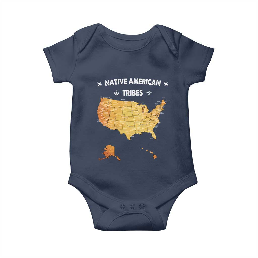 Native American Tribes Baby Onesie Vintage Native American Map US History TS11 Navy Print Your Wear