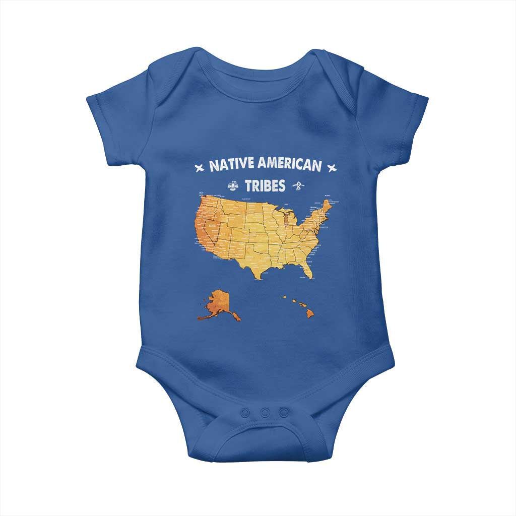 Native American Tribes Baby Onesie Vintage Native American Map US History TS11 Royal Blue Print Your Wear