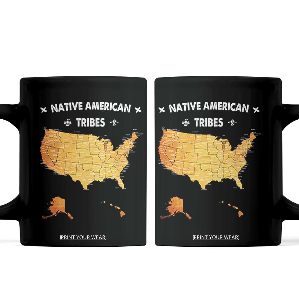 Native American Tribes Coffee Mug Vintage Native American Map US History TS11 Black Print Your Wear