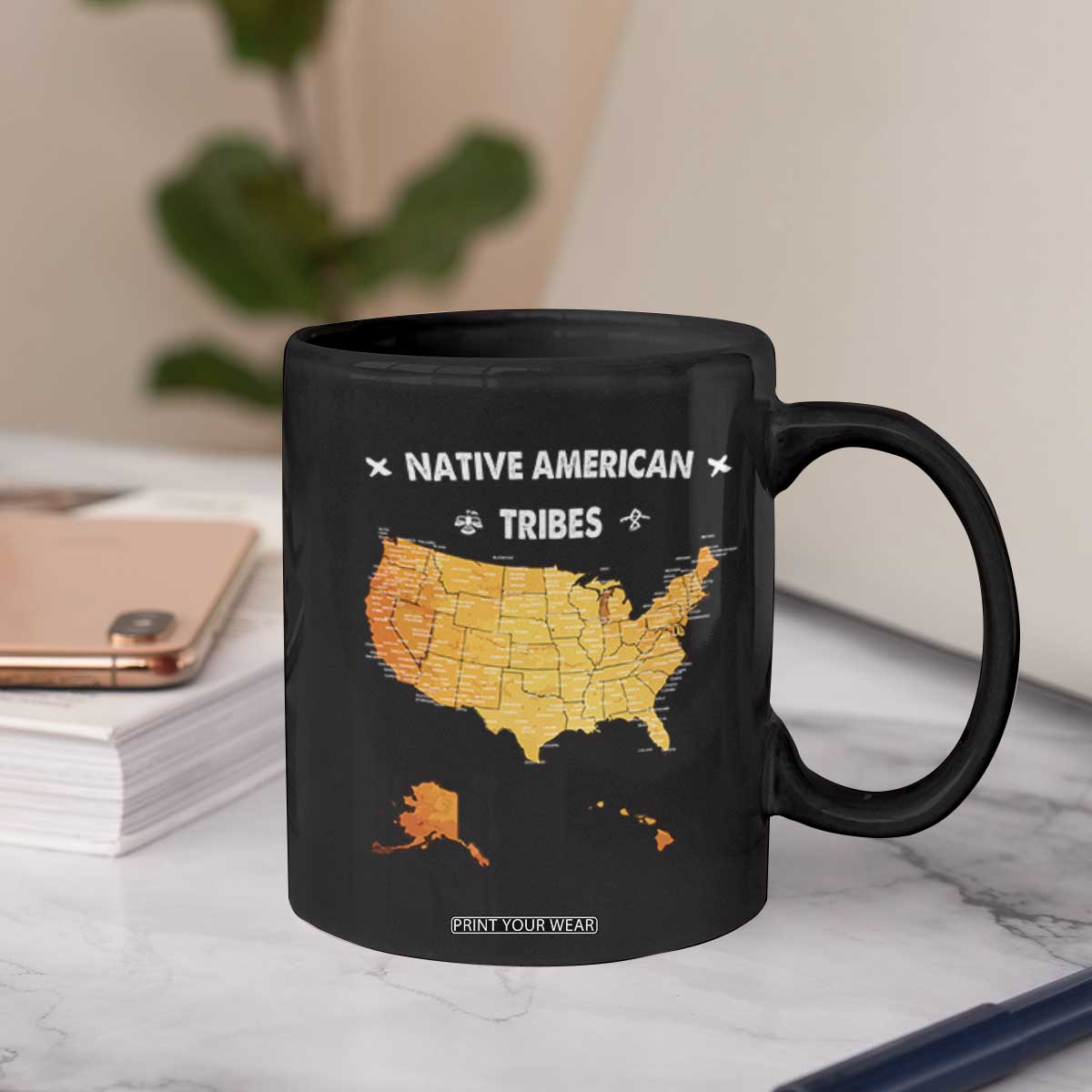 Native American Tribes Coffee Mug Vintage Native American Map US History TS11 Print Your Wear