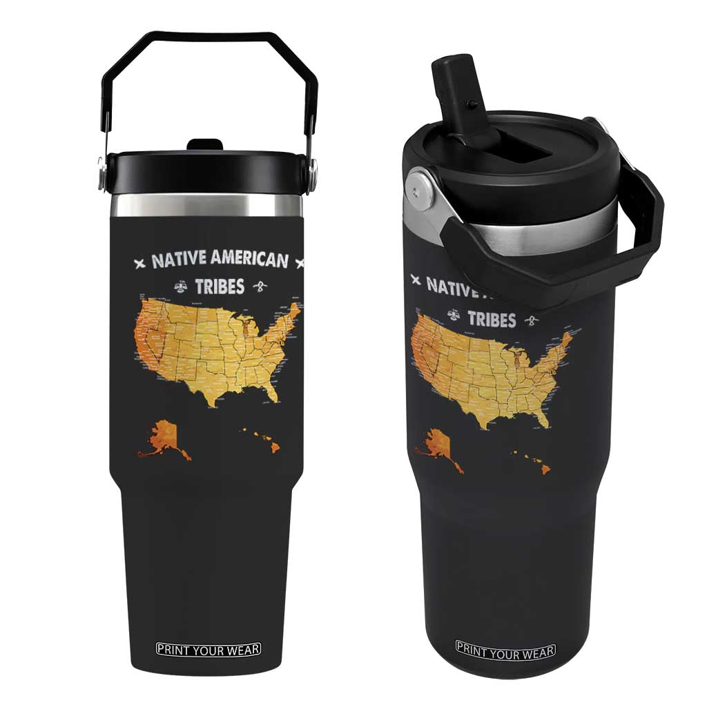 Native American Tribes Flip Straw Tumbler Vintage Native American Map US History TS11 One Size: 30 oz Black Print Your Wear