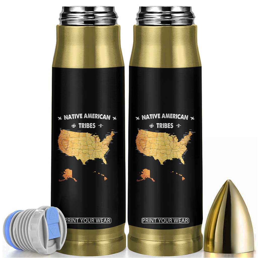 Native American Tribes Bullet Tumbler Vintage Native American Map US History TS11 Black Print Your Wear