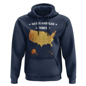 Native American Tribes Hoodie Vintage Native American Map US History TS11 Navy Print Your Wear