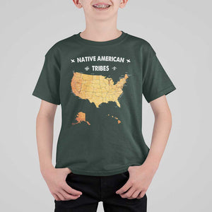 Native American Tribes T Shirt For Kid Vintage Native American Map US History TS11 Dark Forest Green Print Your Wear