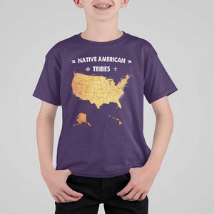 Native American Tribes T Shirt For Kid Vintage Native American Map US History TS11 Purple Print Your Wear