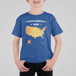 Native American Tribes T Shirt For Kid Vintage Native American Map US History TS11 Royal Blue Print Your Wear