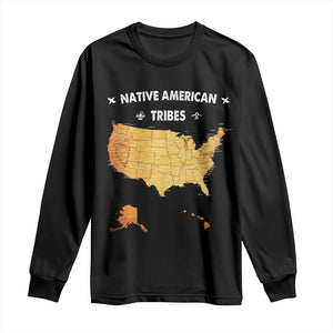 Native American Tribes Long Sleeve Shirt Vintage Native American Map US History TS11 Black Print Your Wear