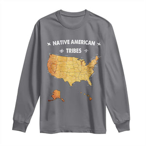Native American Tribes Long Sleeve Shirt Vintage Native American Map US History TS11 Charcoal Print Your Wear