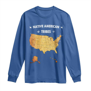 Native American Tribes Long Sleeve Shirt Vintage Native American Map US History TS11 Royal Blue Print Your Wear