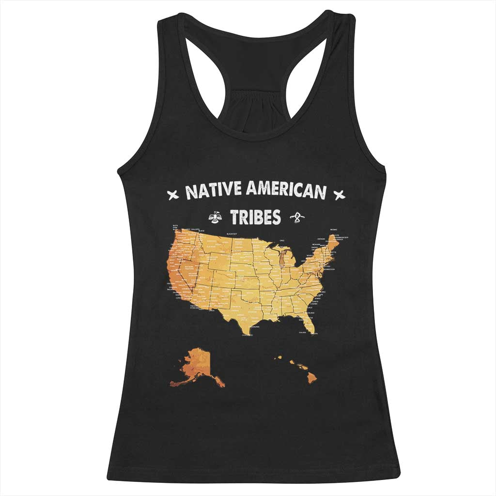 Native American Tribes Racerback Tank Top Vintage Native American Map US History TS11 Black Print Your Wear