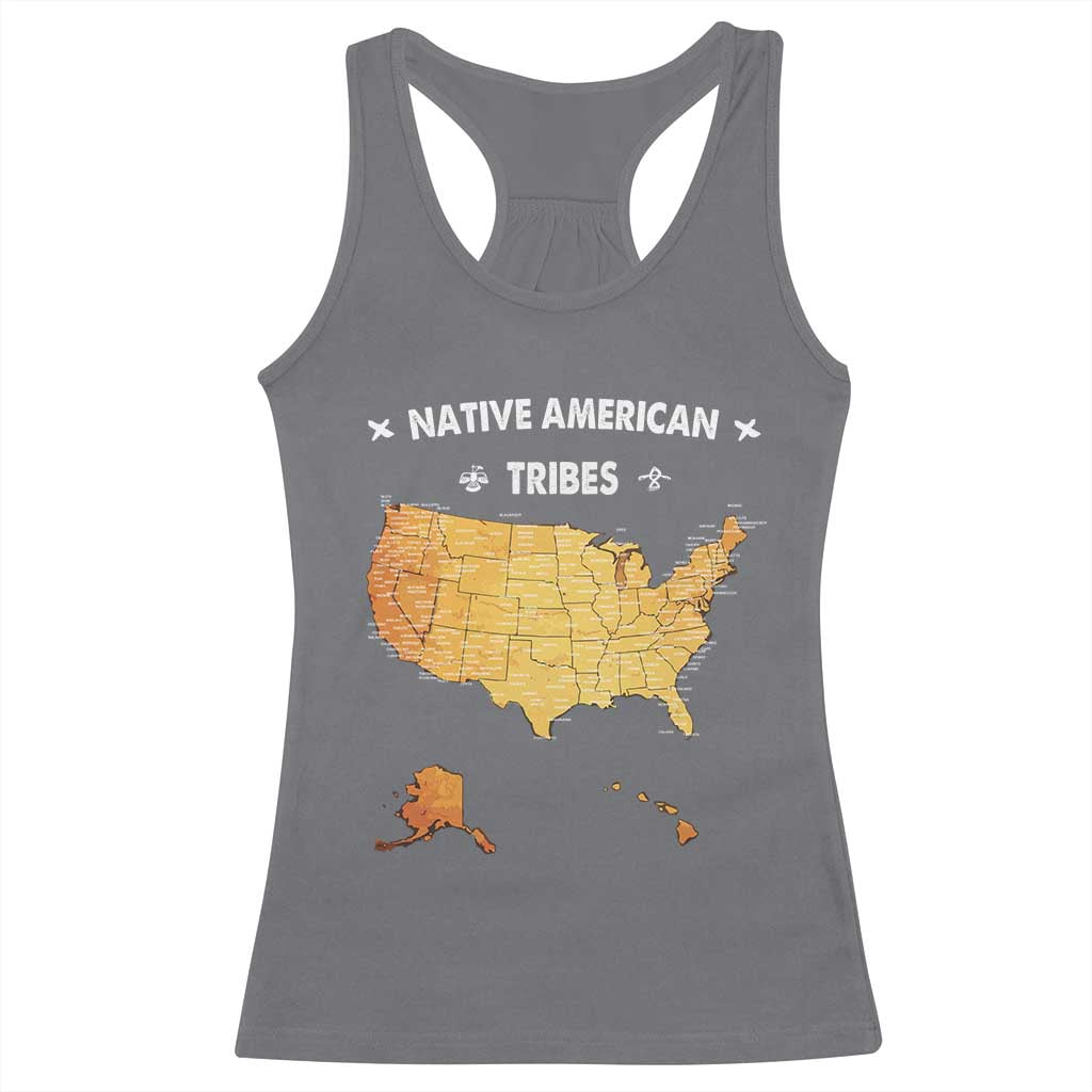 Native American Tribes Racerback Tank Top Vintage Native American Map US History TS11 Charcoal Print Your Wear