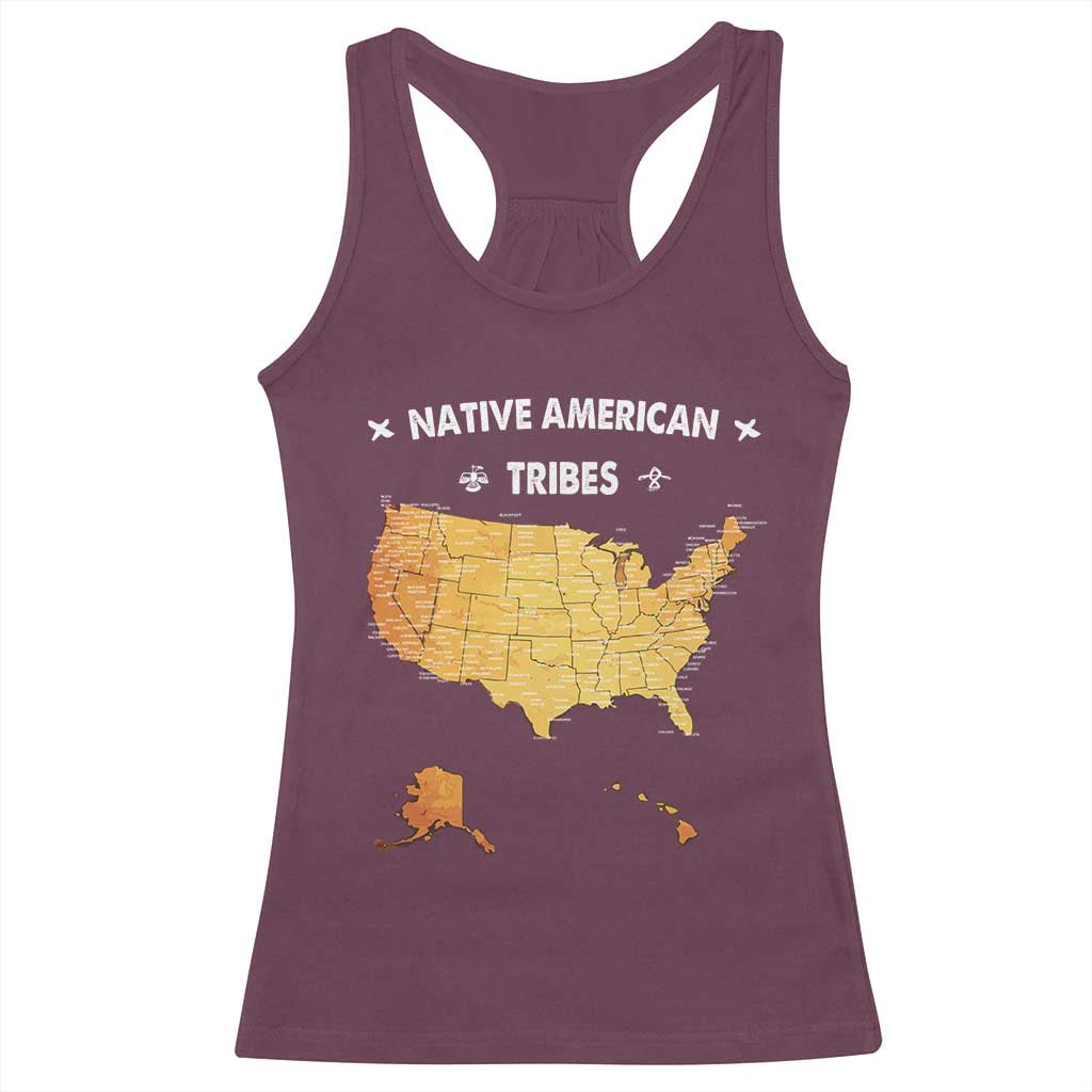 Native American Tribes Racerback Tank Top Vintage Native American Map US History TS11 Maroon Print Your Wear
