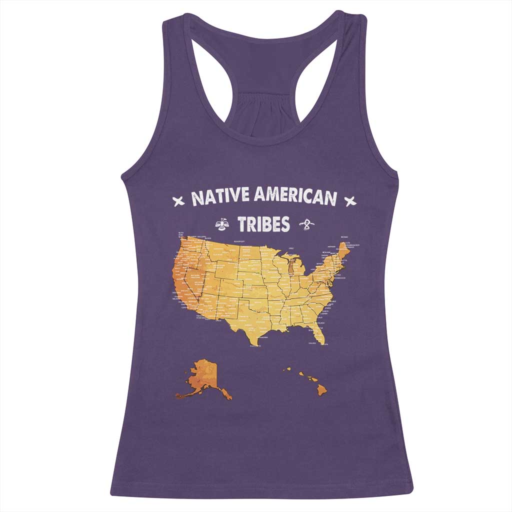 Native American Tribes Racerback Tank Top Vintage Native American Map US History TS11 Purple Print Your Wear