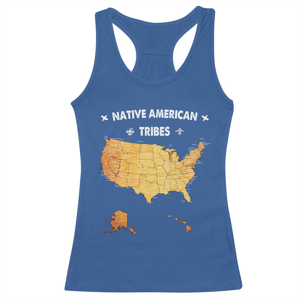 Native American Tribes Racerback Tank Top Vintage Native American Map US History TS11 Royal Blue Print Your Wear